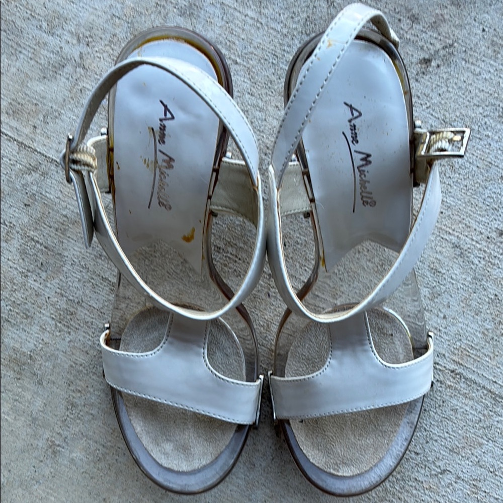 Anne Michelle White T-Bar Sandals